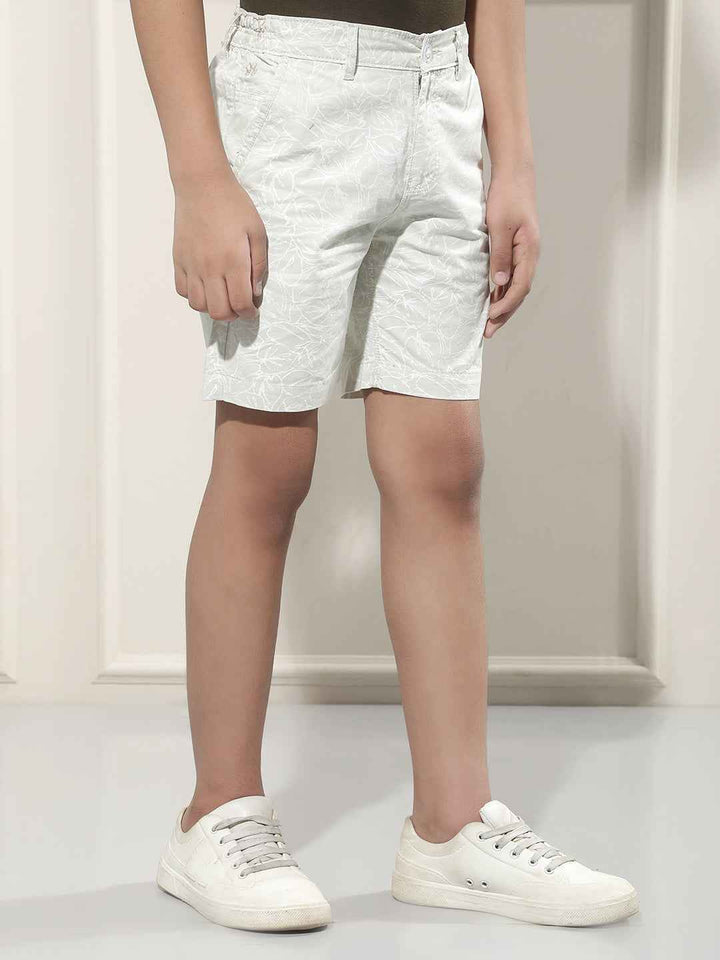 Green Floral Print 100% Cotton Shorts