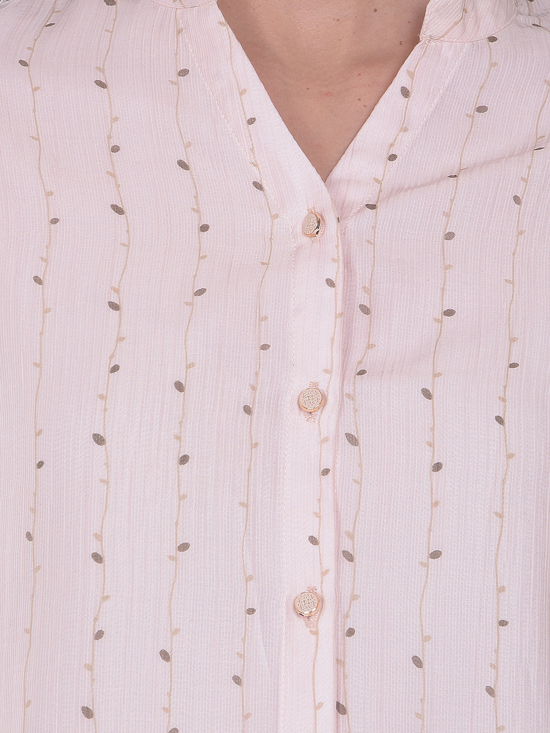 Pink Botanical Print V-Neck Top