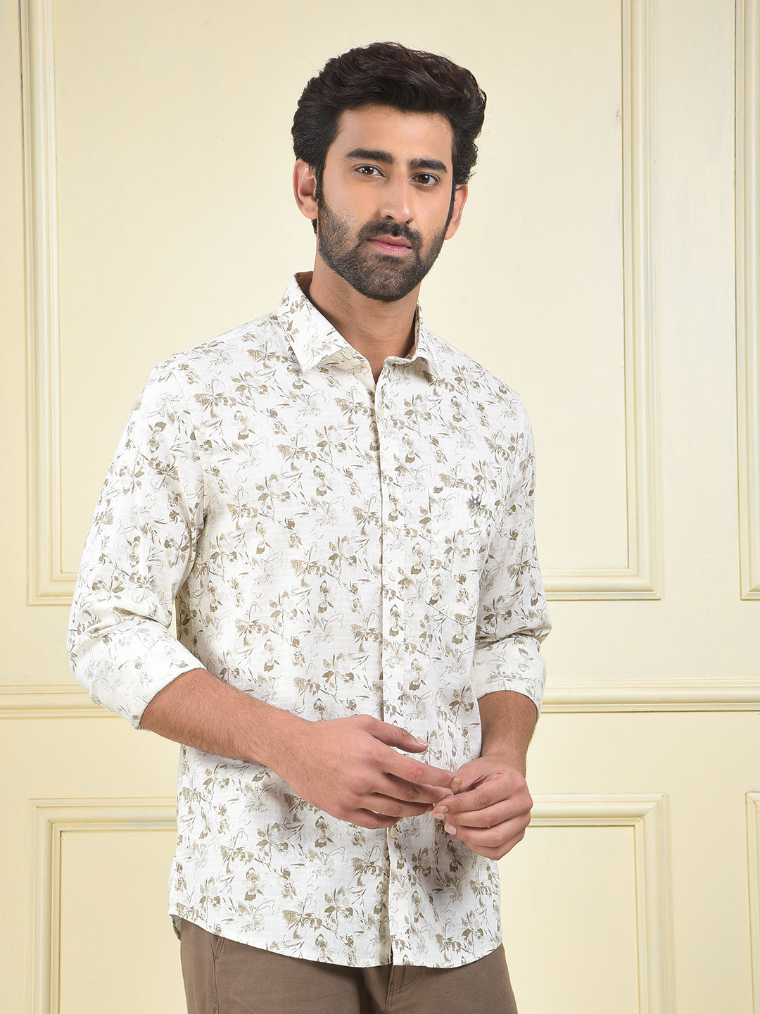 True Form Beige Floral Print Shirt