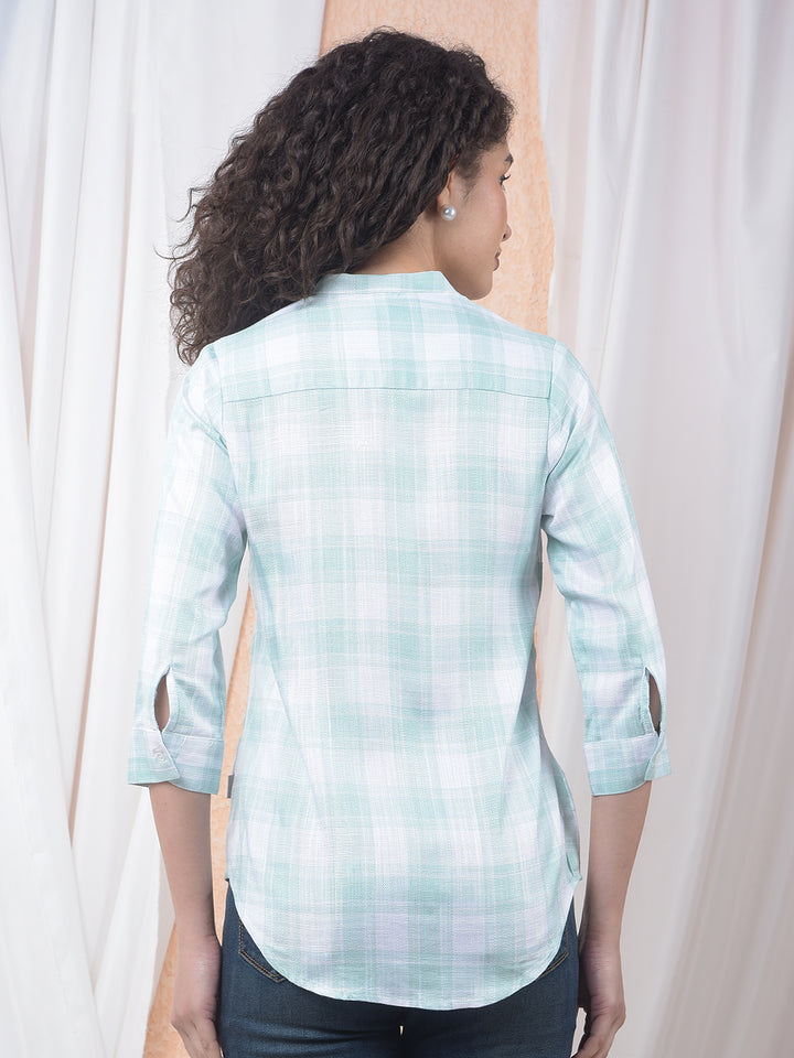 Mint Breeze Checked Green Shirt