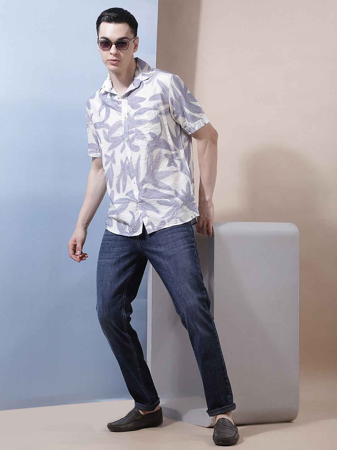 Purple Floral Printed Shirt