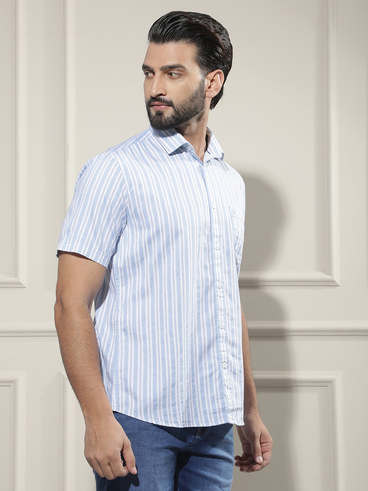 Blue Vertical Striped Shirt