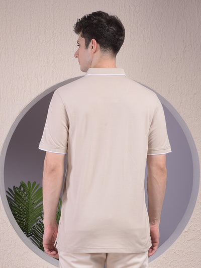 Beige Polo-Neck T-Shirt