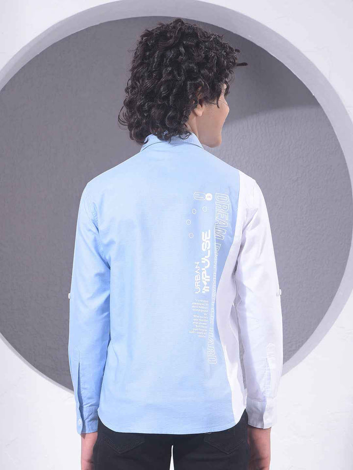Blue Typographic Print 100% Cotton Shirt