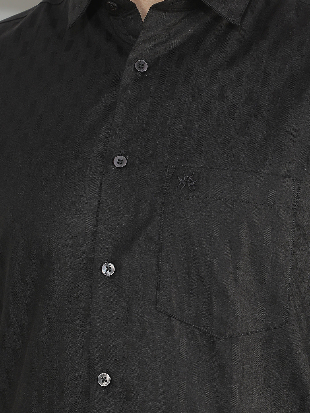 Refined Midnight Black Jacquard Shirt