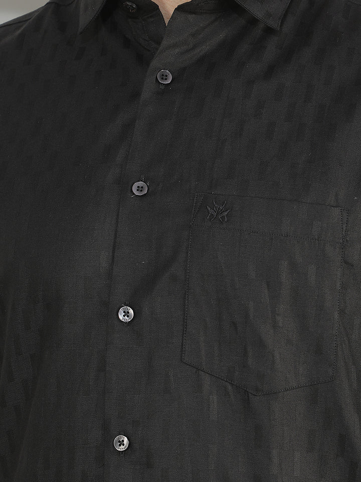 Refined Midnight Black Jacquard Shirt