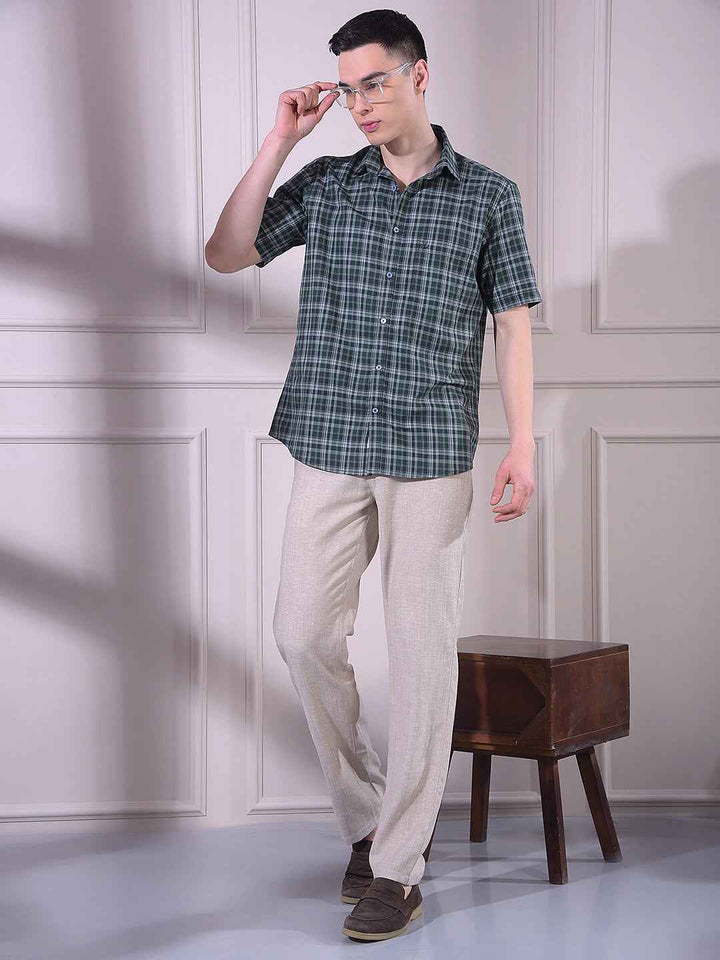 Green 100% Cotton Checked Shirt