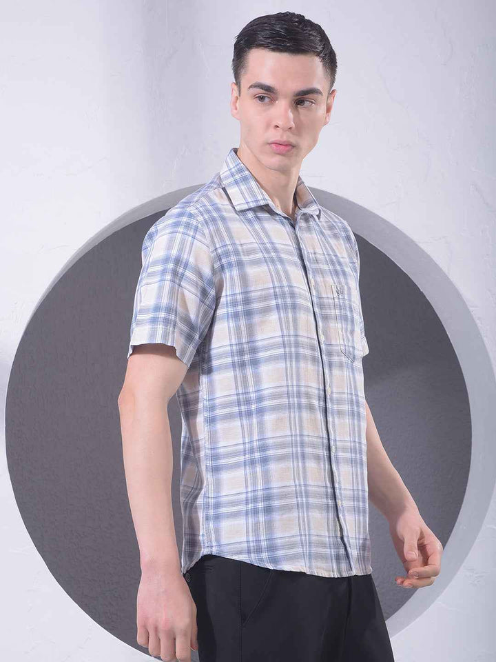 Blue Checked Linen Shirt
