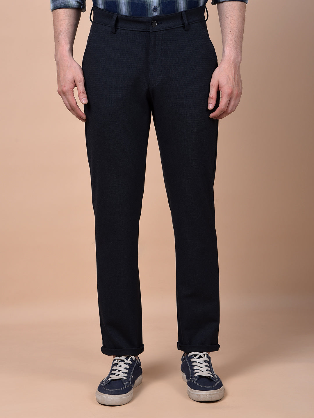 Sleek Silhouette Navy Blue Trousers