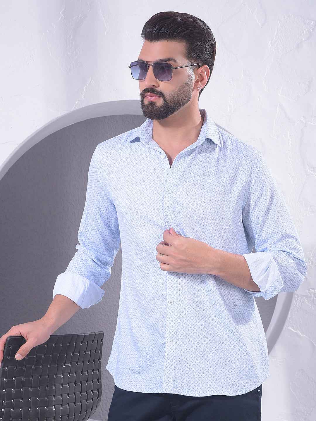 Blue Creative Printed Shirt