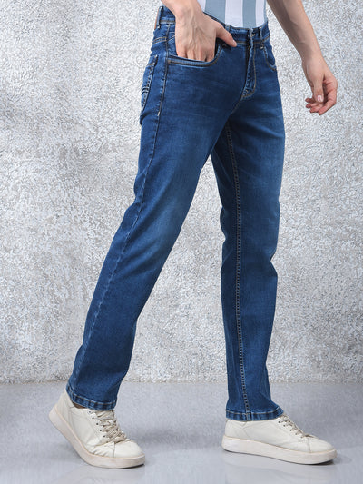Blue Straight Jeans-Men Jeans-Crimsoune Club