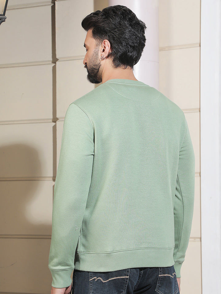 Green Typographic Print Round Neck Sweatshirt