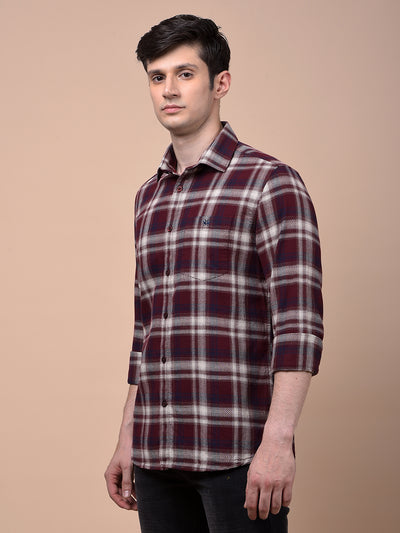 Maroon Checked 100% Cotton Shirt