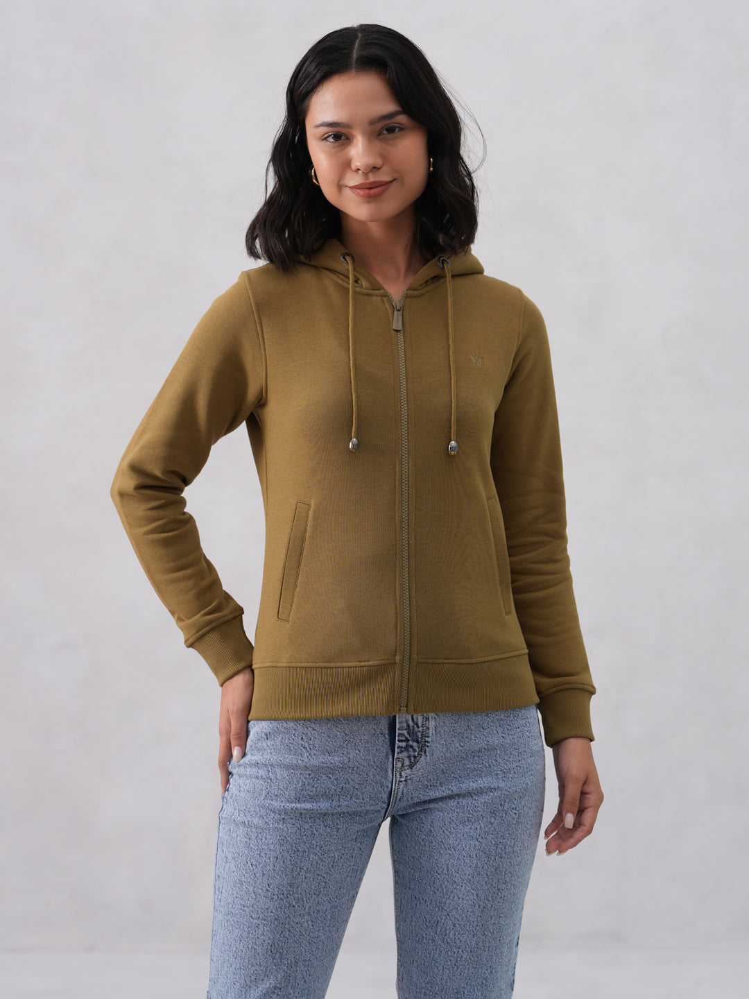 Olive Hooded Neck Sweatshirt