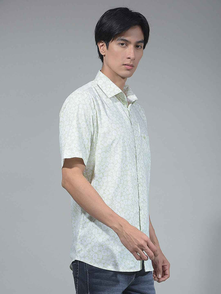 Green Floral Print Modal Shirt