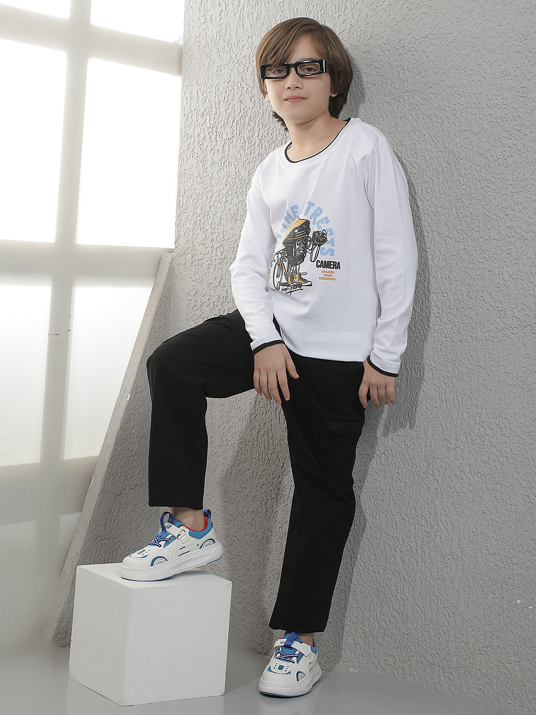 White Graphic Print 100% Cotton T-Shirt