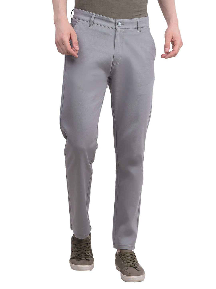 Grey Tailored Straight Trousers