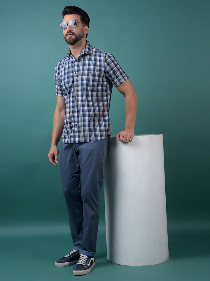 Blue Printed Trousers