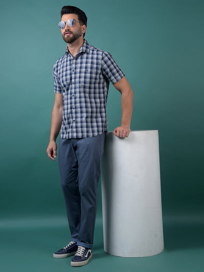 Blue Printed Trousers