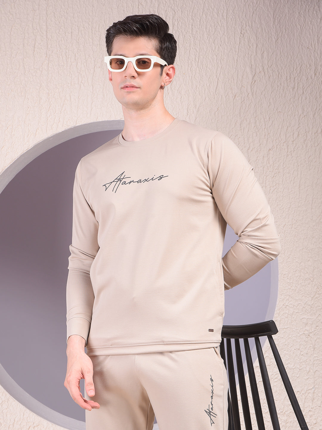 Clean Beige Typographic Co-Ord Set