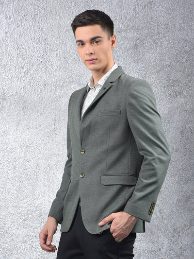 Green Notched Lapel Single Breasted Blazer