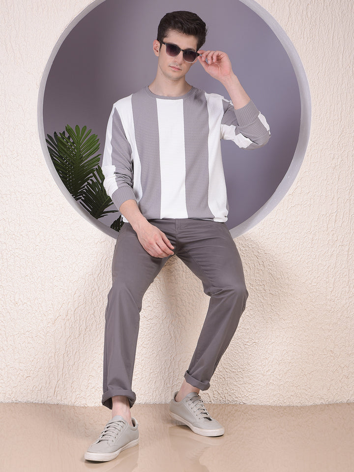 Grey Vertical Stripes Sweatshirt