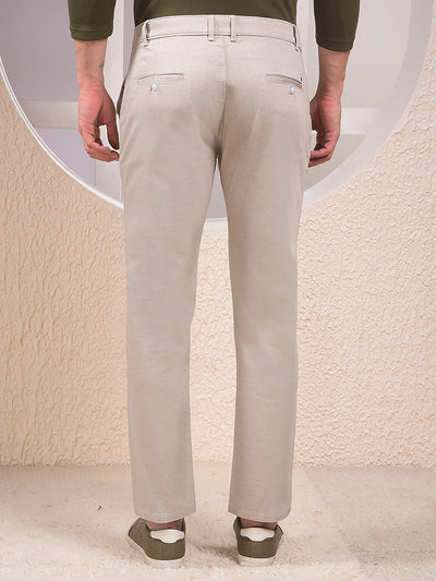 Ivory Beige Slim Trousers