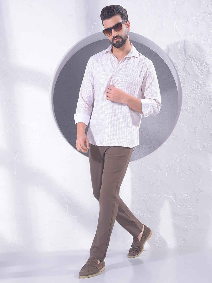 Beige Creative Printed Shirt