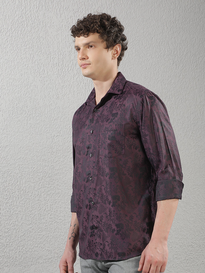 Purple Floral Print Shirt