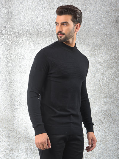 Streetwear Black Jacquard Sweater
