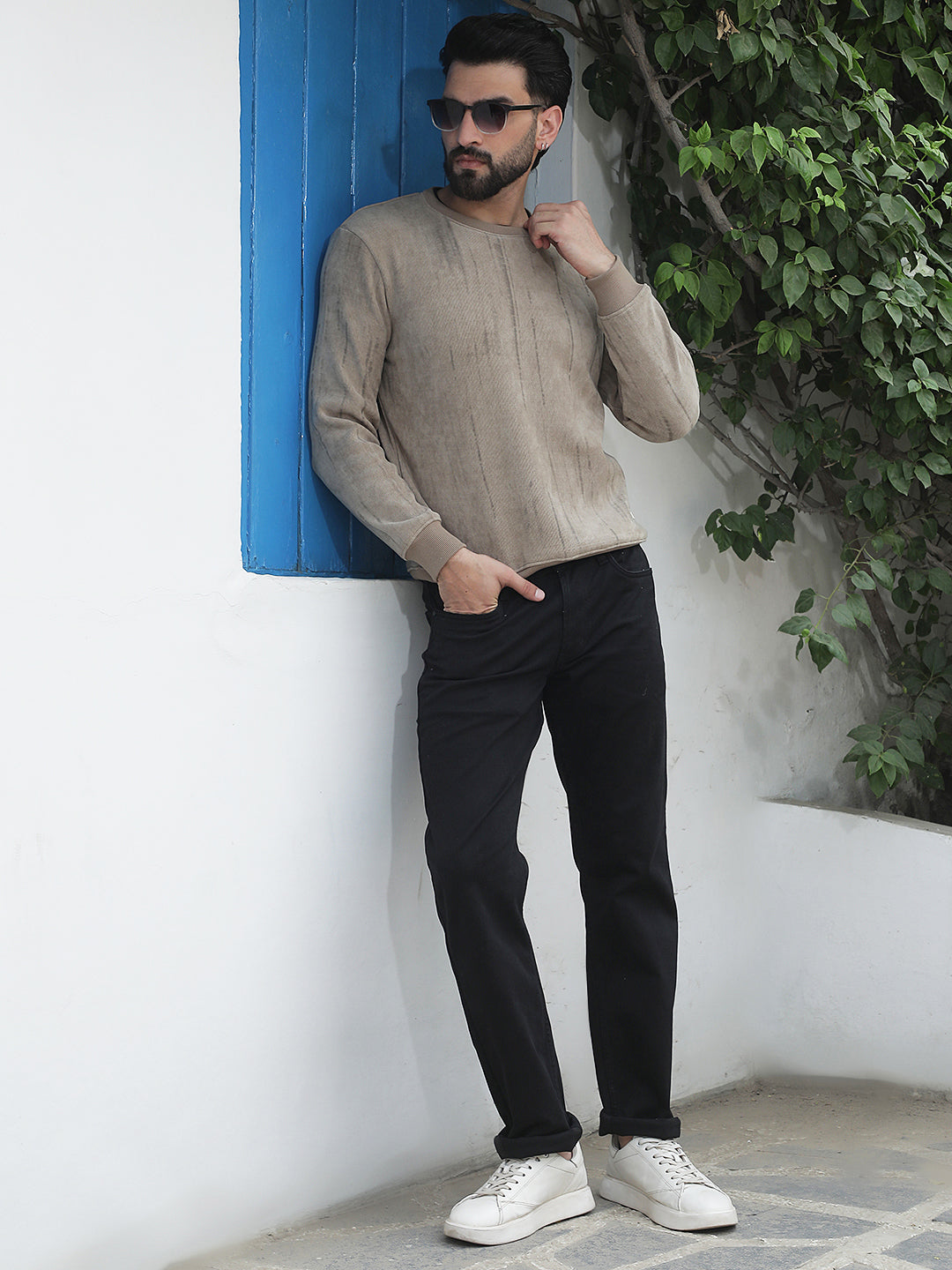 Brown Abstract Print Sweatshirt