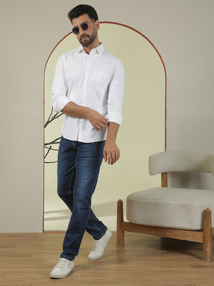 Classic Ivory White Striped Shirt