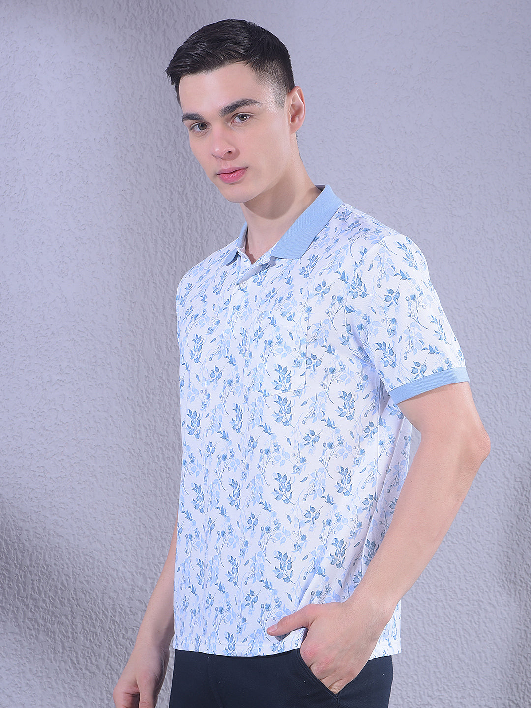 Blue Floral Print T-Shirt