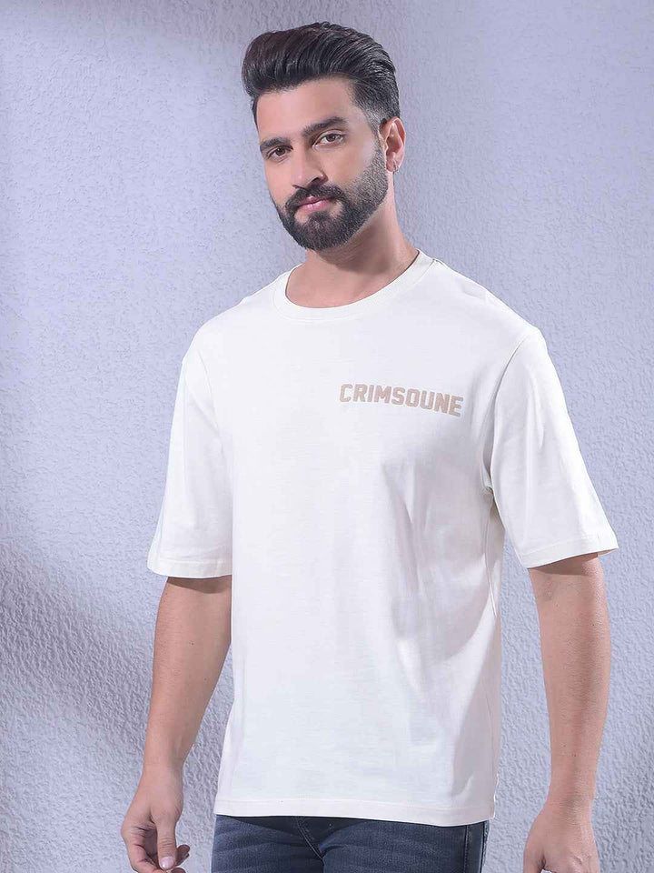 White 100% Cotton Oversize Brand Logo T-Shirt