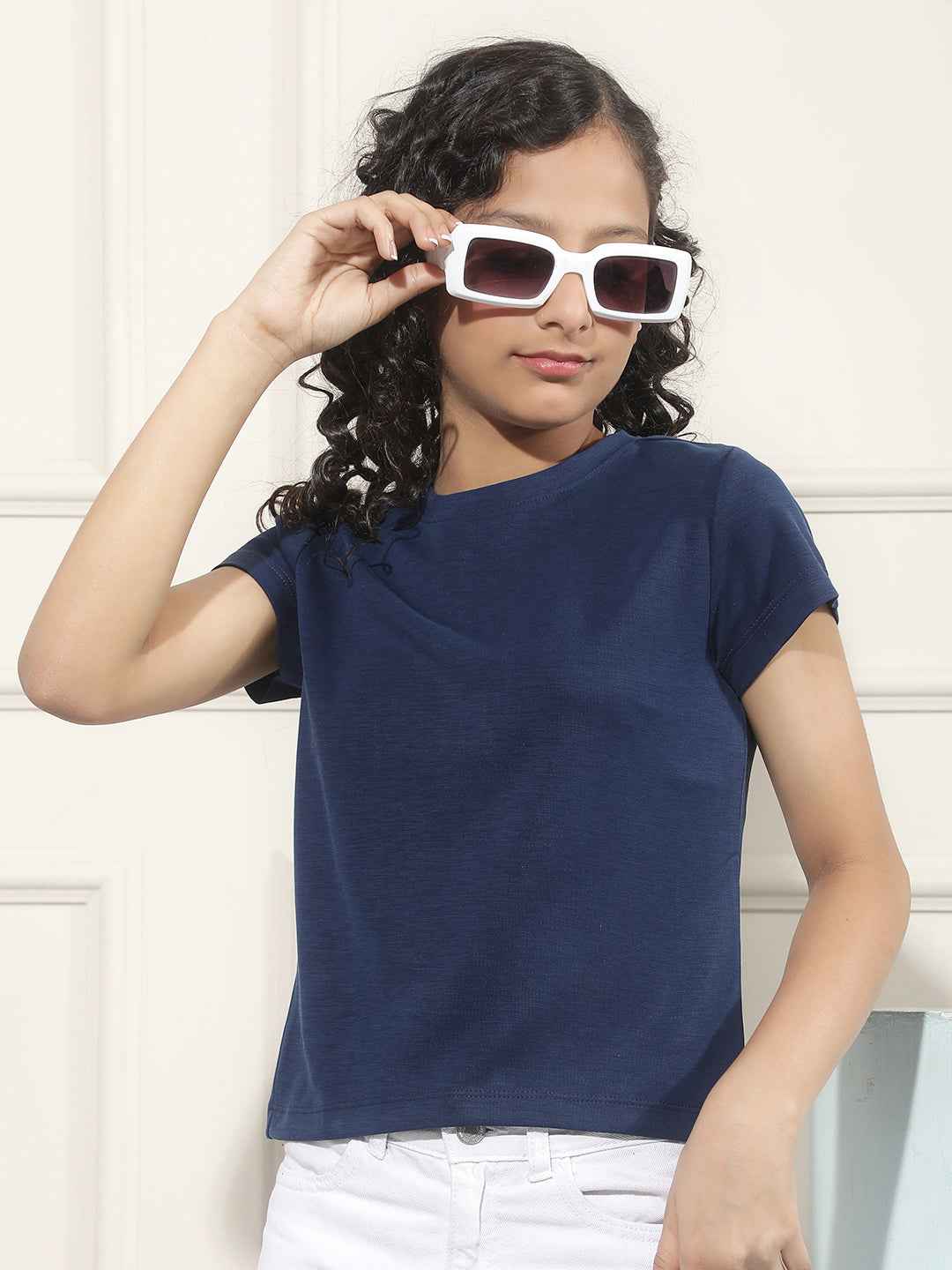 Minimal Blue Crop T-Shirt