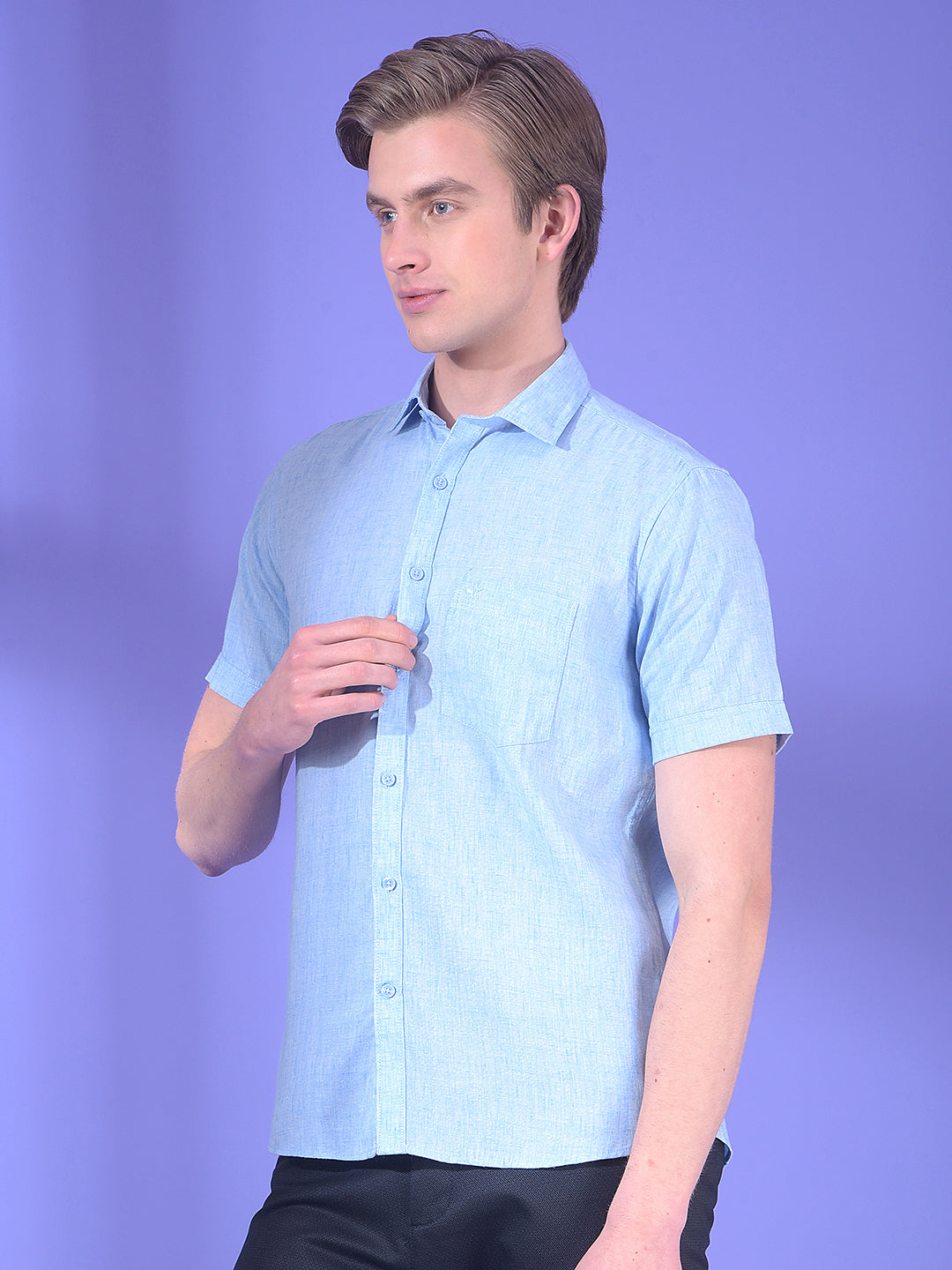 Cerulean Drift Blue Linen Shirt