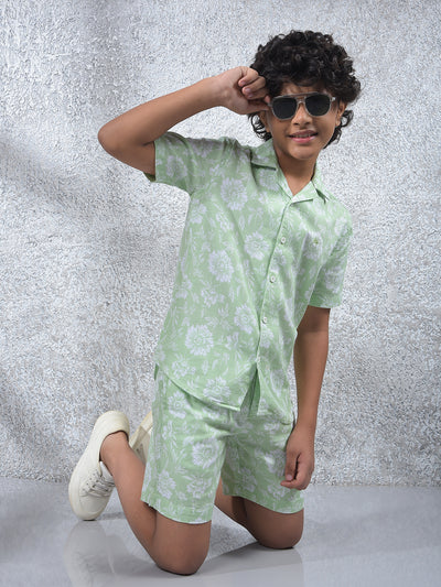 Multi-Color Typographic Print 100% Cotton Cuban Collar Shirt-Boys Shirts-Crimsoune Club