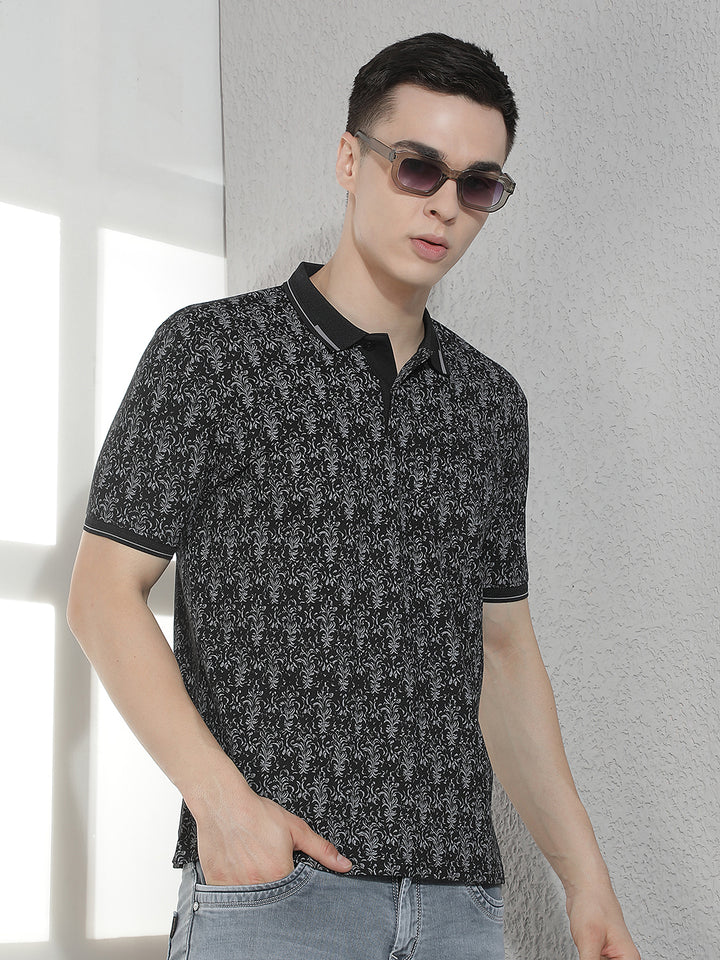 Black Floral Print T-Shirt