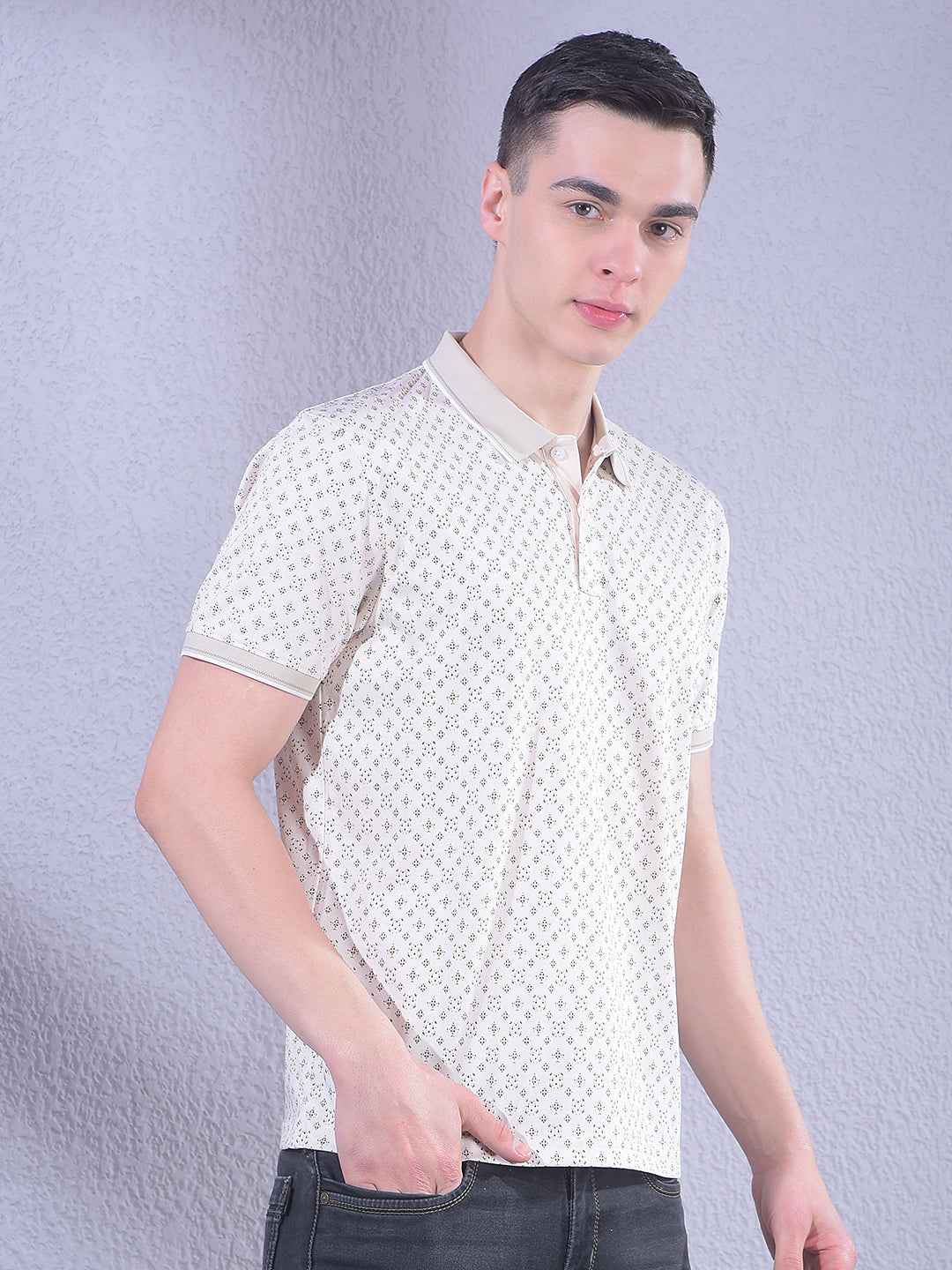 Beige Printed T-Shirt