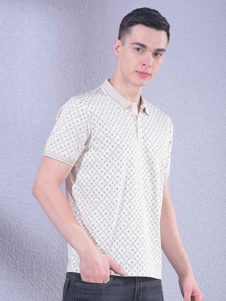 Beige Printed T-Shirt
