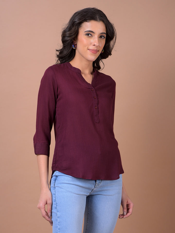 Maroon V-Neck Top