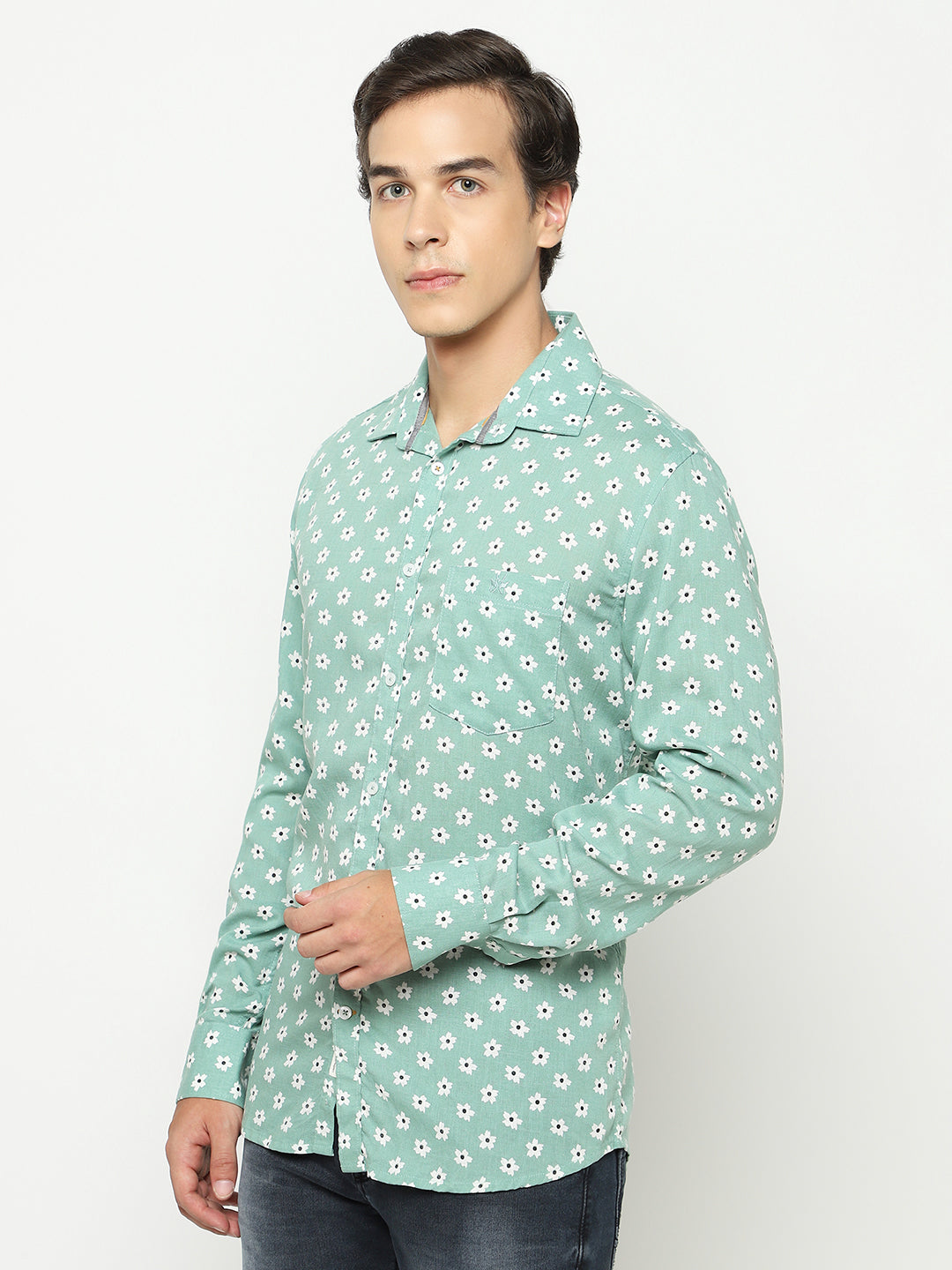 Green Floral Print Shirt