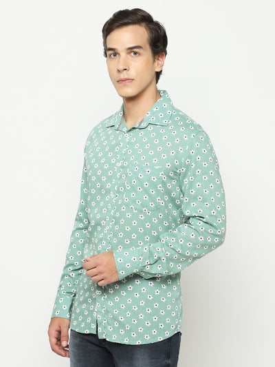 Green Floral Print Shirt
