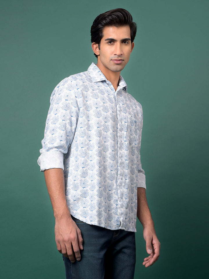 Blue Floral Print Shirt-Men Shirts-Crimsoune Club