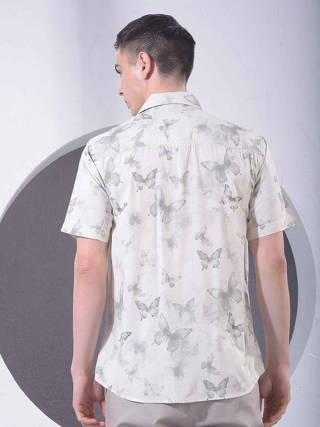 Beige Animal Print Modal Shirt