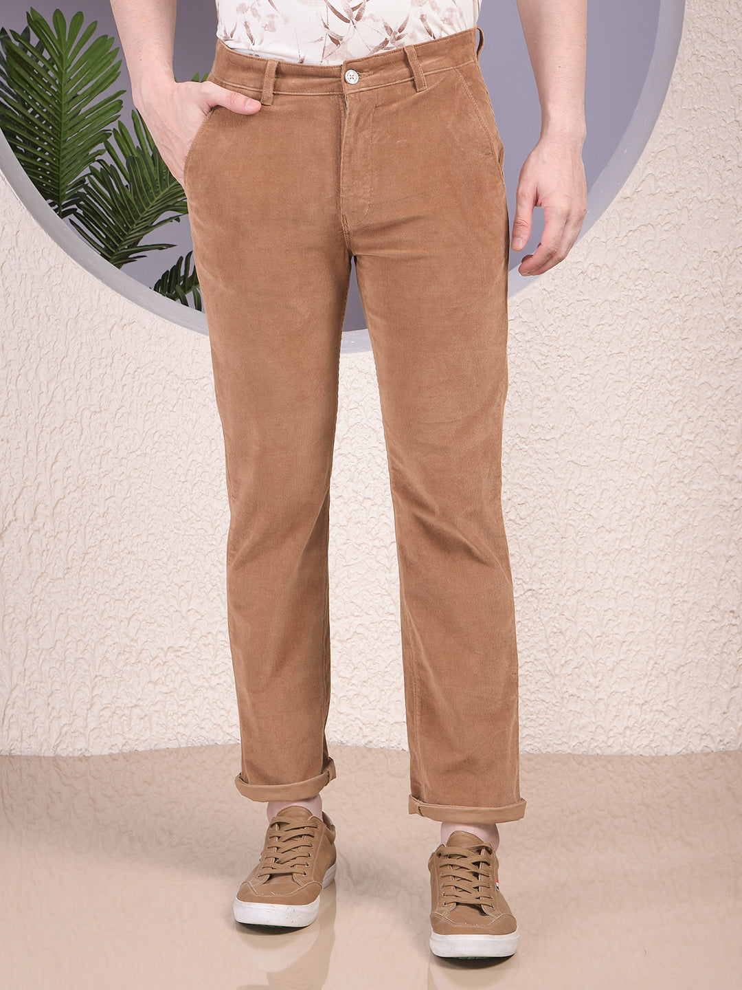 Brown Straight Corduroy Trousers
