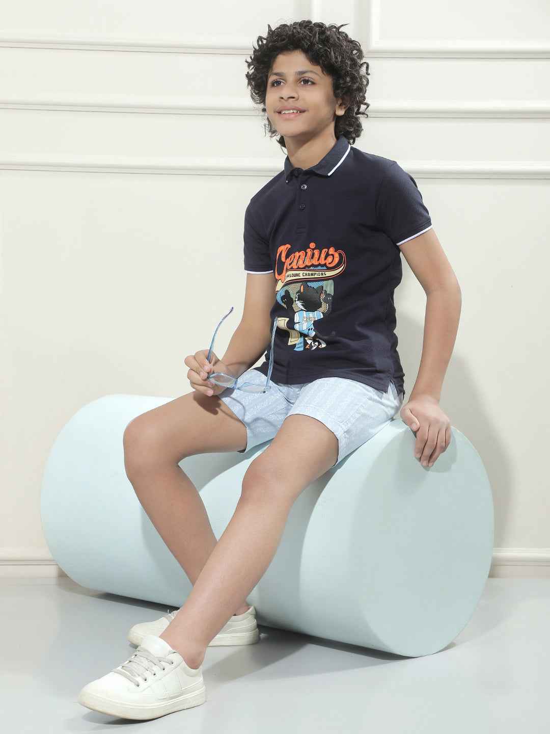 Blue Vertical Stripes 100% Cotton Shorts