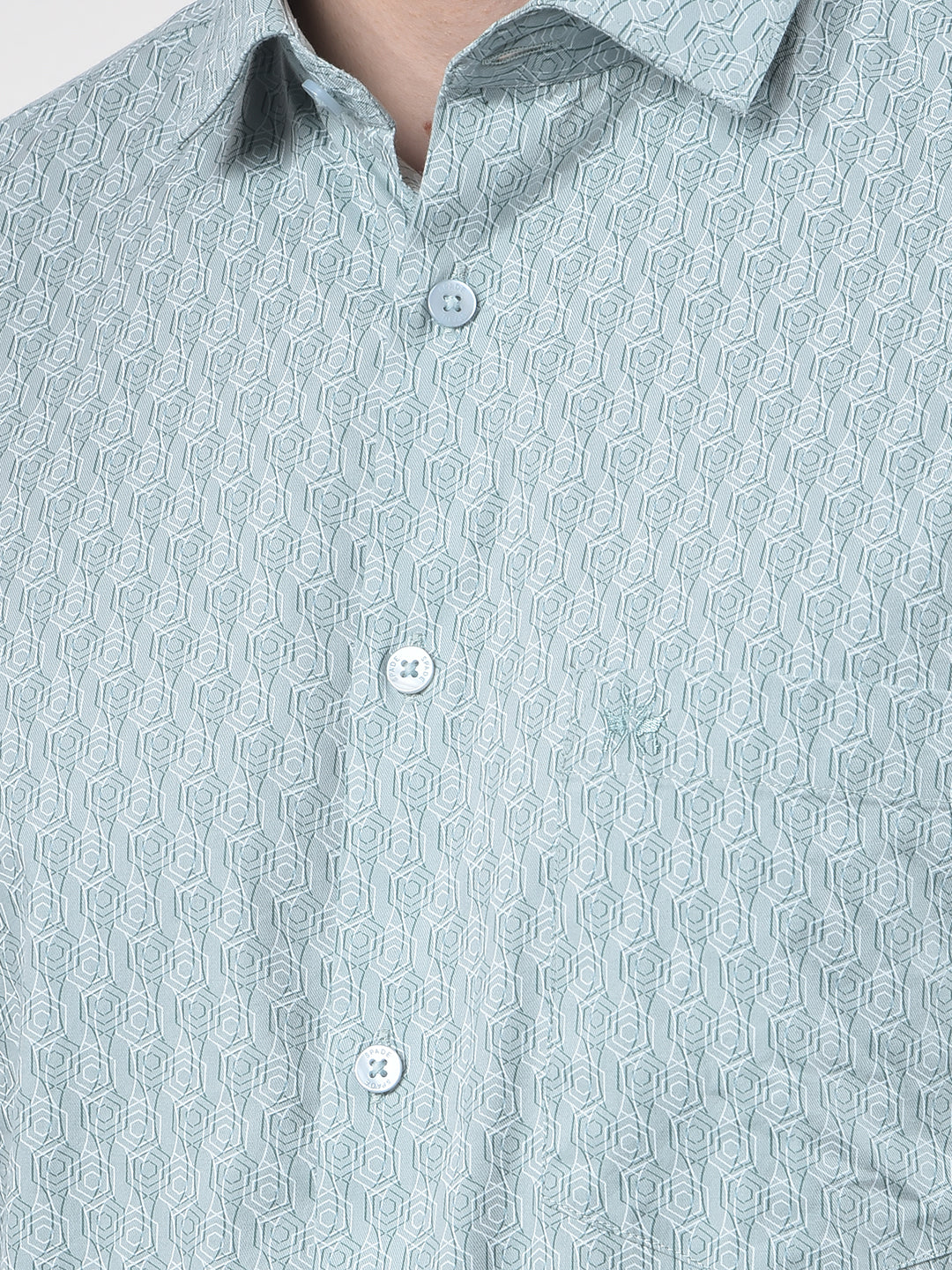 Mint Geo Print Casual Shirt
