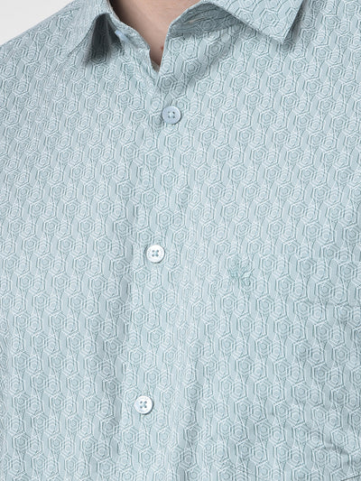 Mint Geo Print Casual Shirt