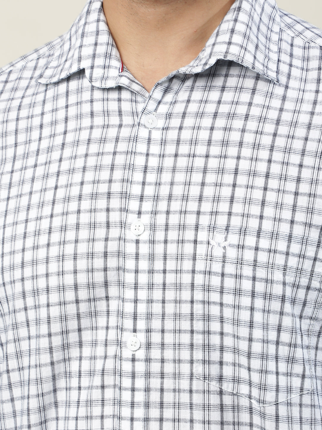 White 100% Cotton Checked Shirt